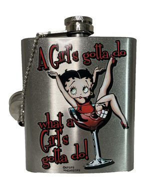 Betty Boop 7 oz Stainless Steel Hip Flask A Girl's Gotta Do What a Girl's Gotta